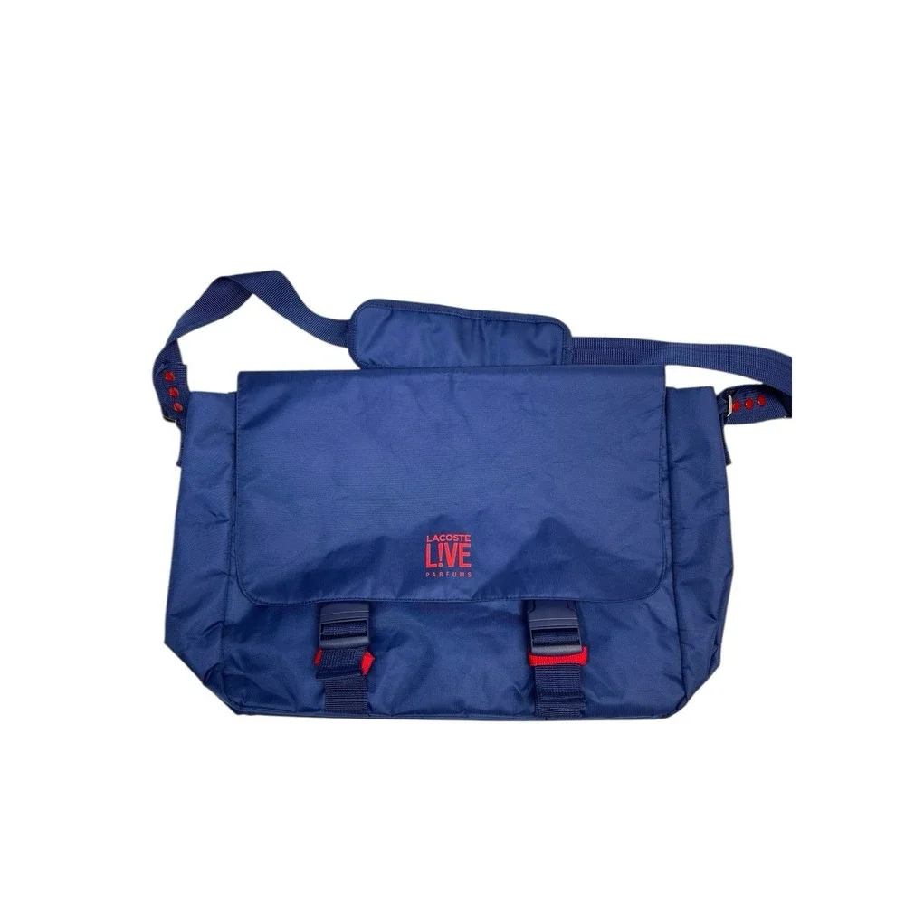 Men's Lacoste live‎ parfums messenger book cross body bag blue navy